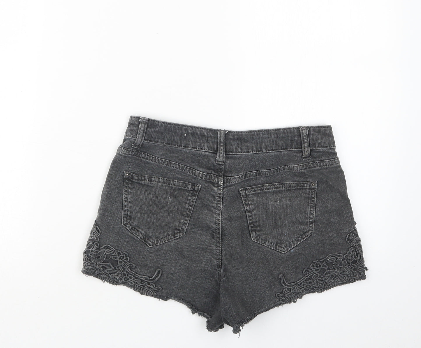 Pimkie Womens Grey  Denim Hot Pants Shorts Size 26 in