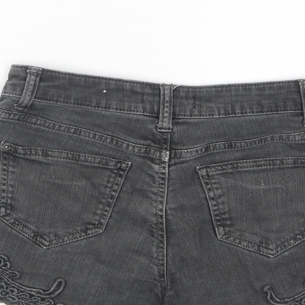 Pimkie Womens Grey  Denim Hot Pants Shorts Size 26 in