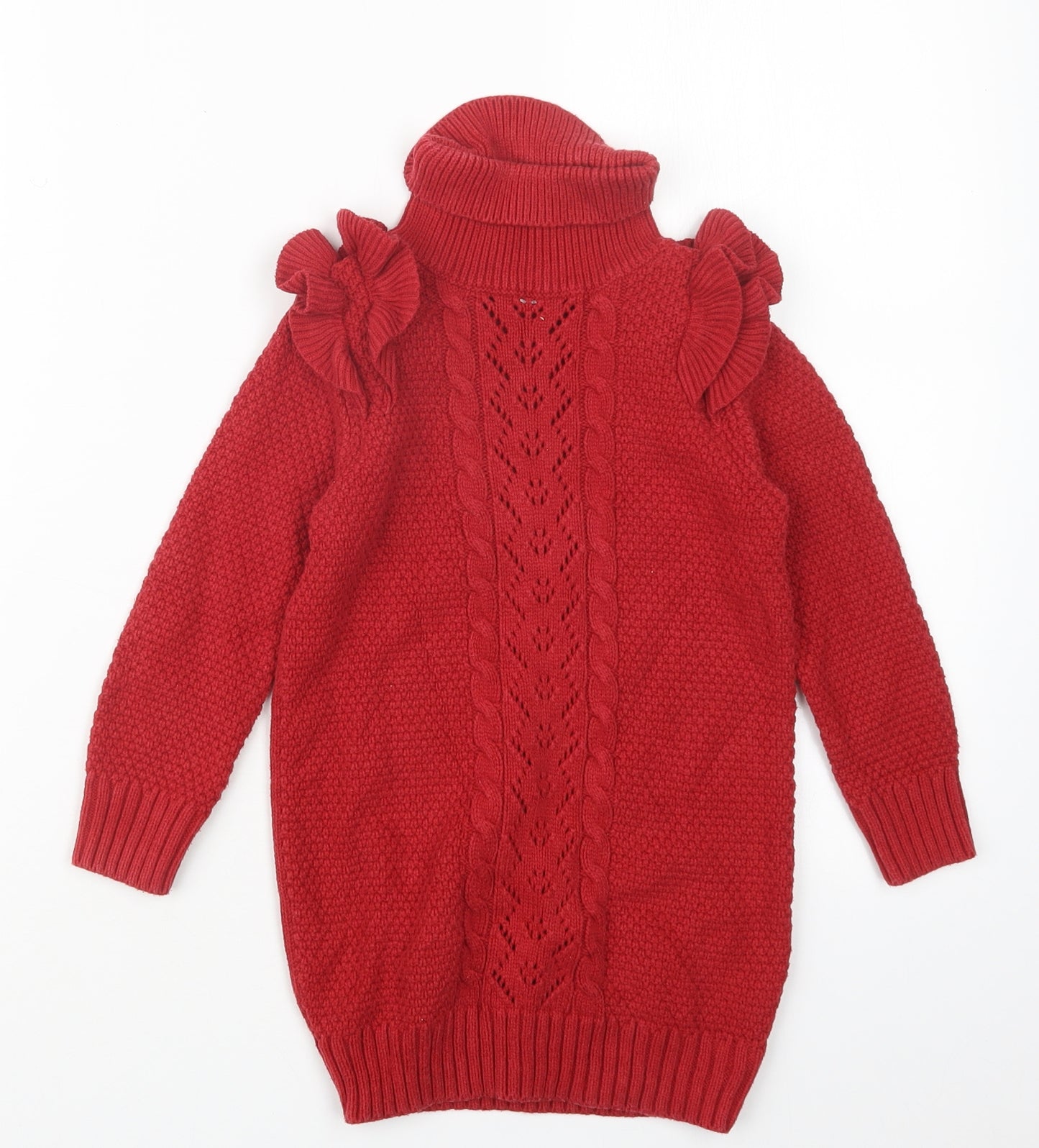 NEXT Girls Red  Knit Pullover Jumper Size 2-3 Years  - Long
