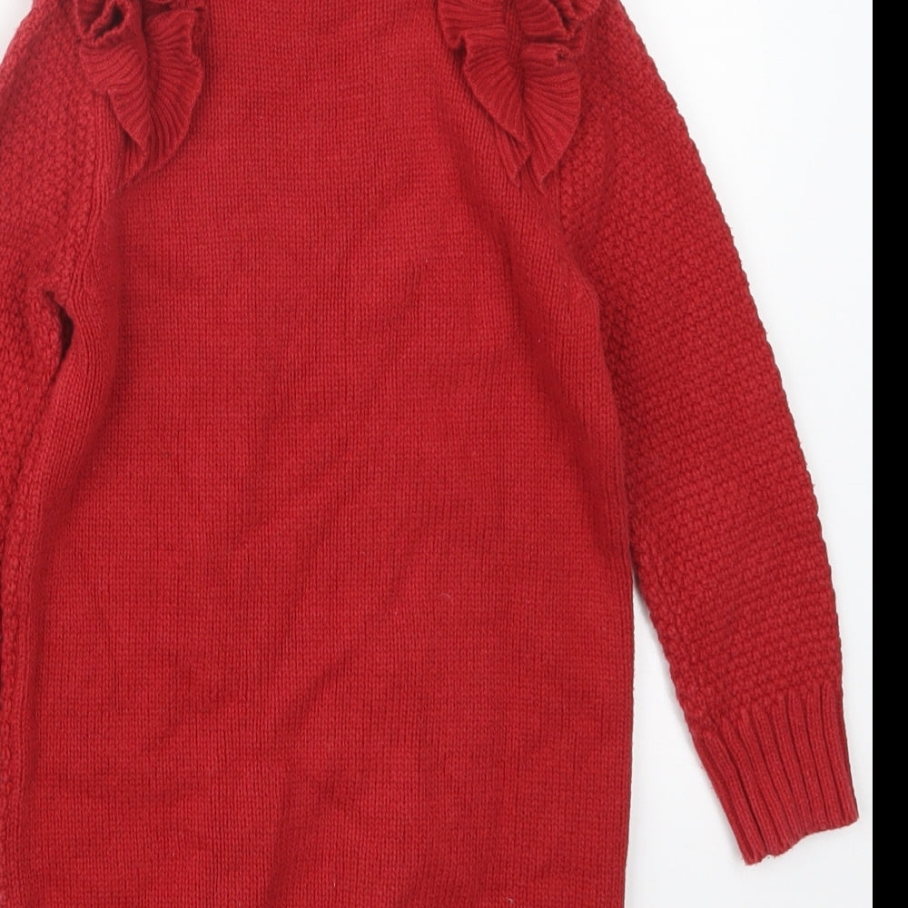 NEXT Girls Red  Knit Pullover Jumper Size 2-3 Years  - Long