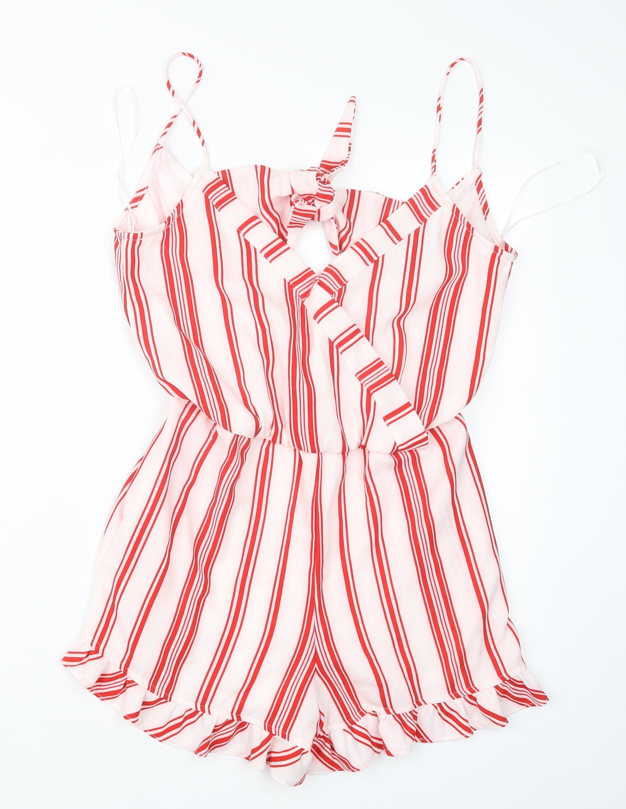 New Look Womens Red Striped  Playsuit One-Piece Size 8