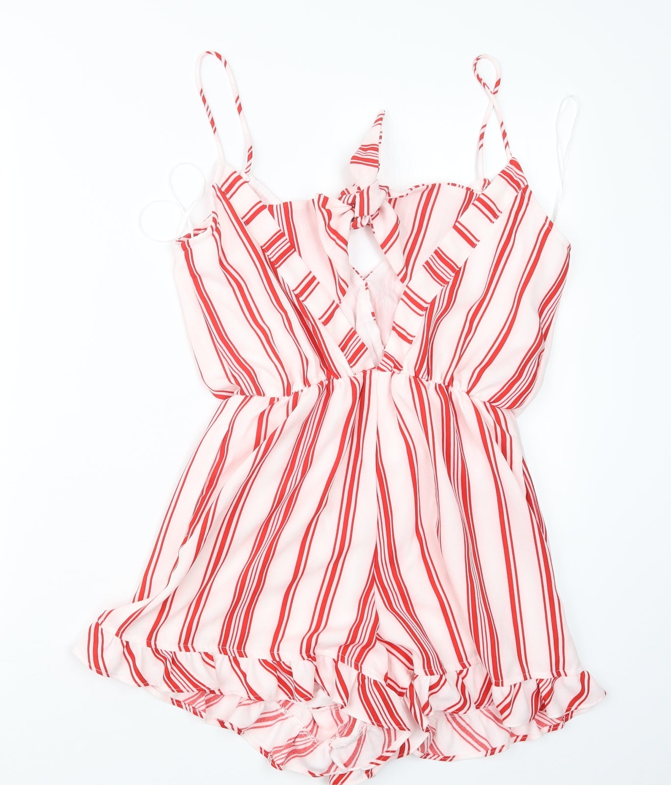 New Look Womens Red Striped  Playsuit One-Piece Size 8