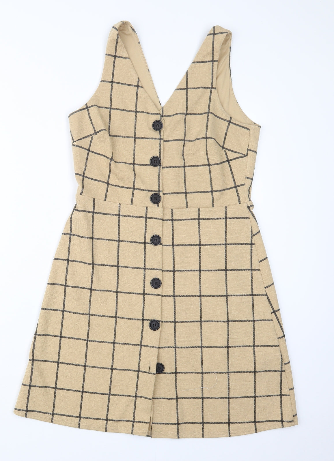 New Look Womens Beige Check  Shirt Dress  Size 8