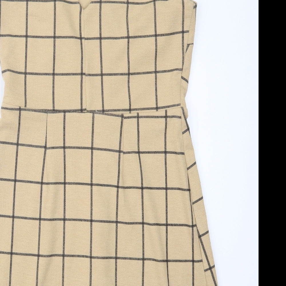 New Look Womens Beige Check  Shirt Dress  Size 8