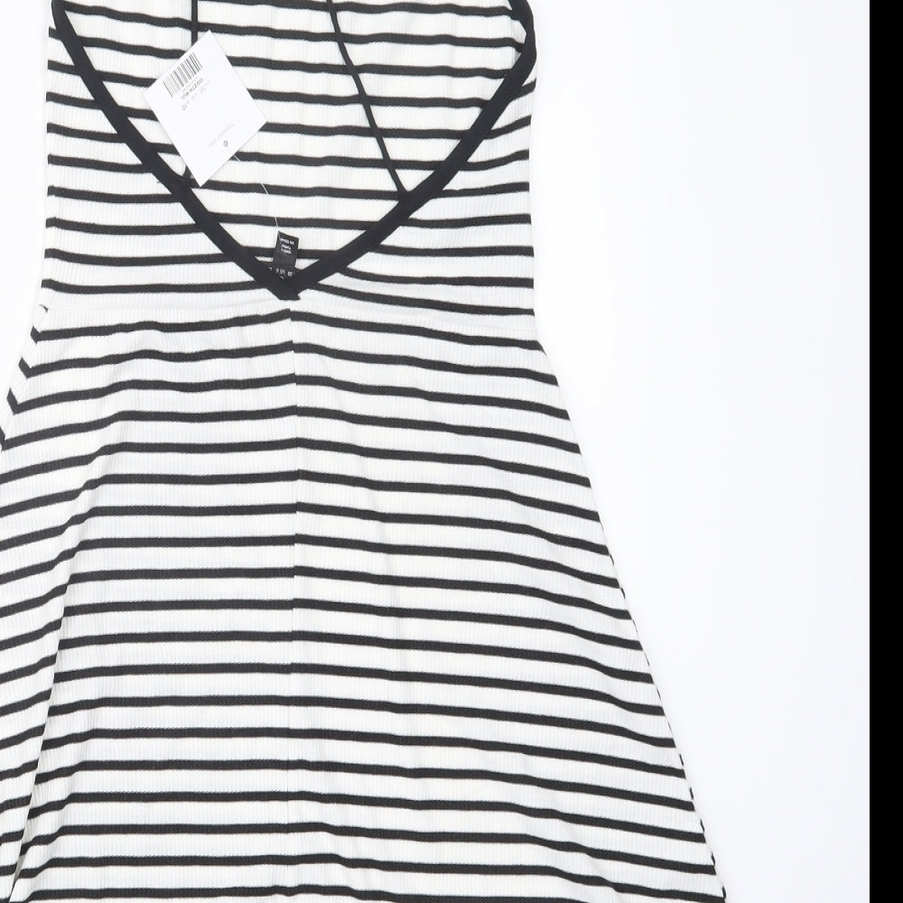 Topshop Womens Black Striped  Mini  Size 10