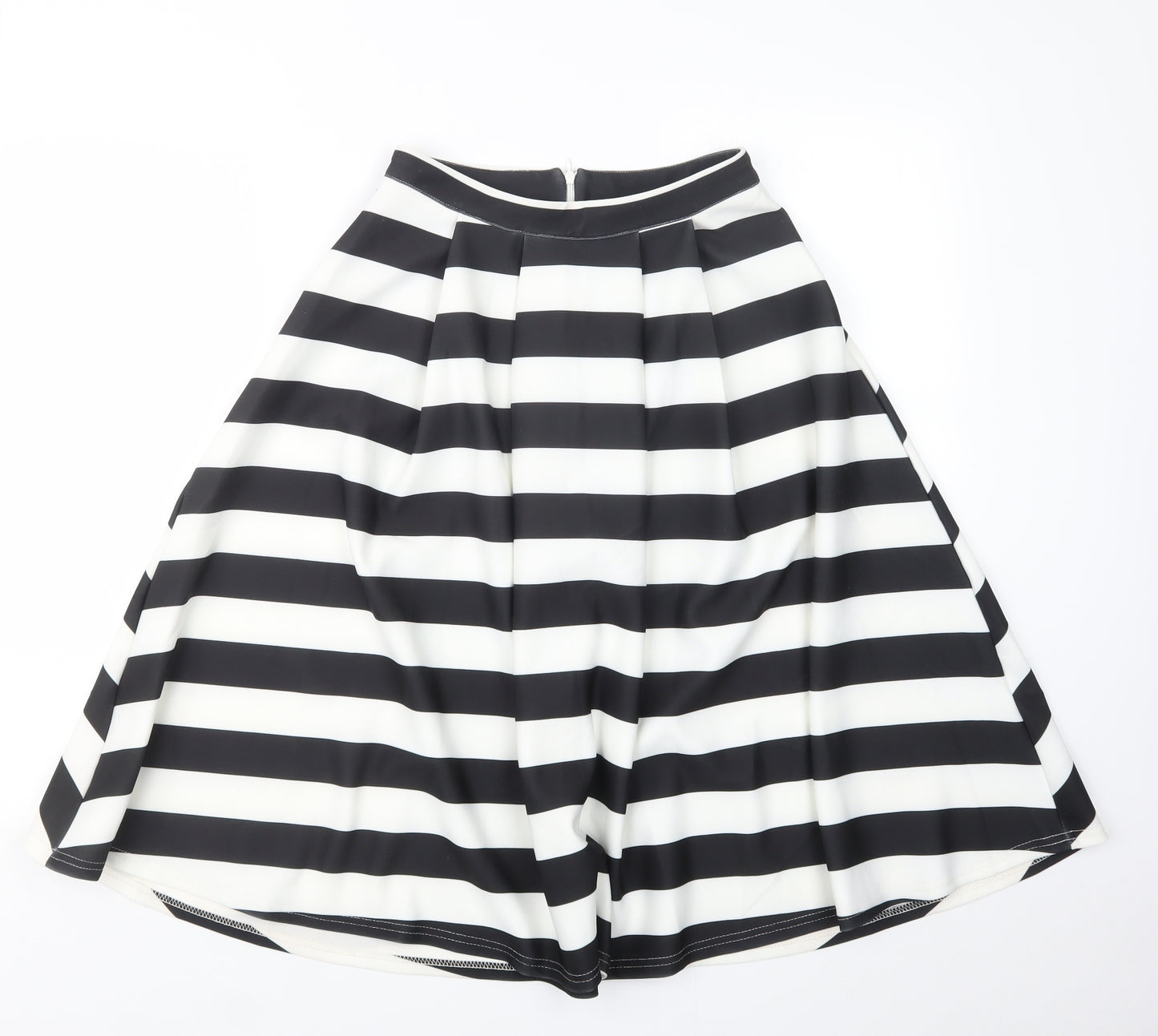 New Look Womens Black Striped  A-Line Skirt Size 10