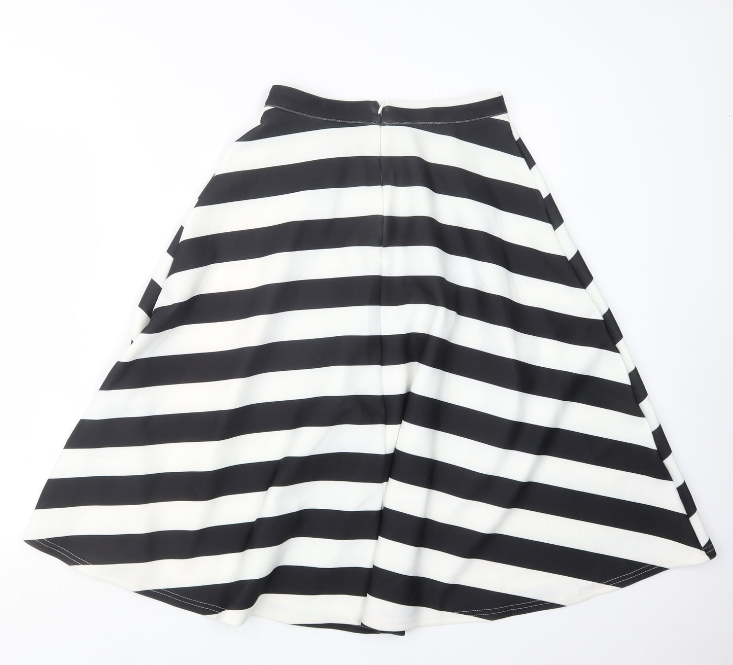 New Look Womens Black Striped  A-Line Skirt Size 10