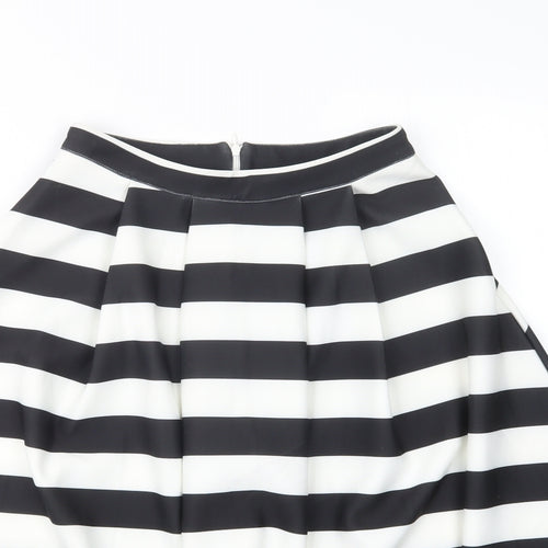 New Look Womens Black Striped  A-Line Skirt Size 10