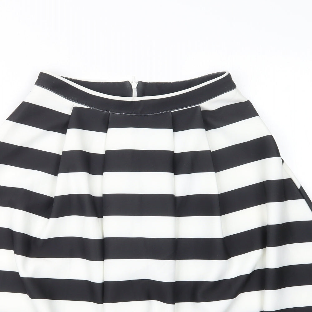 New Look Womens Black Striped  A-Line Skirt Size 10