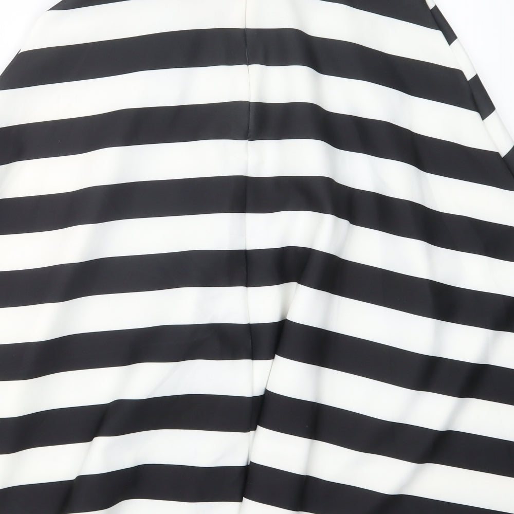 New Look Womens Black Striped  A-Line Skirt Size 10