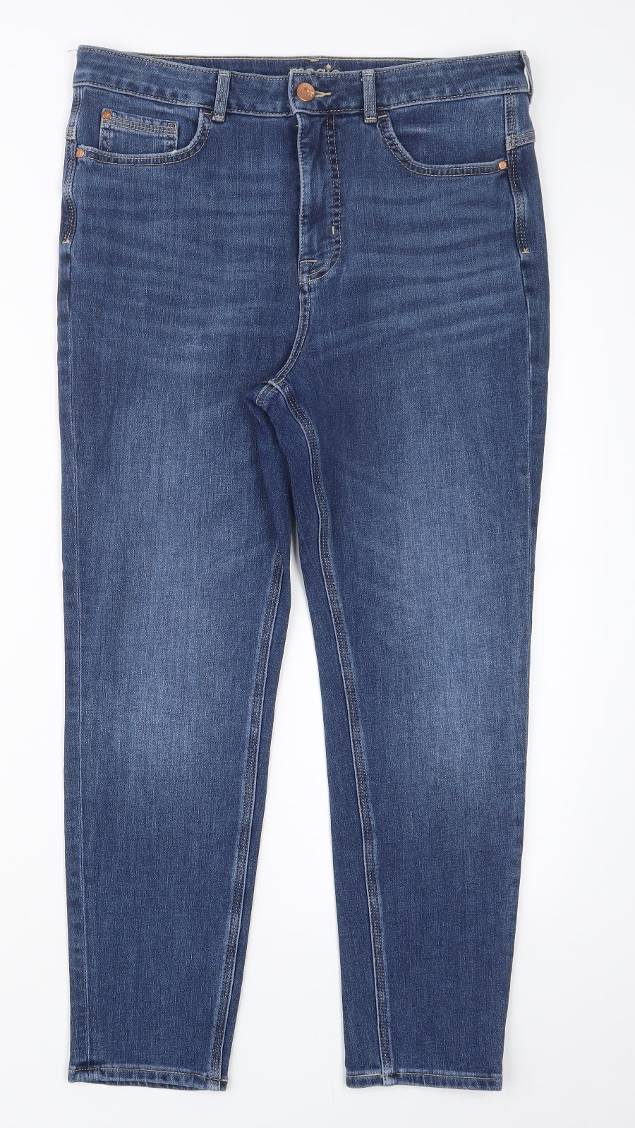 Marks and Spencer Womens Blue  Denim Straight Jeans Size 14 L25.5 in