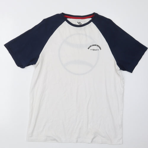 Cedar Wood State Mens White Geometric   Pyjama Top Size M