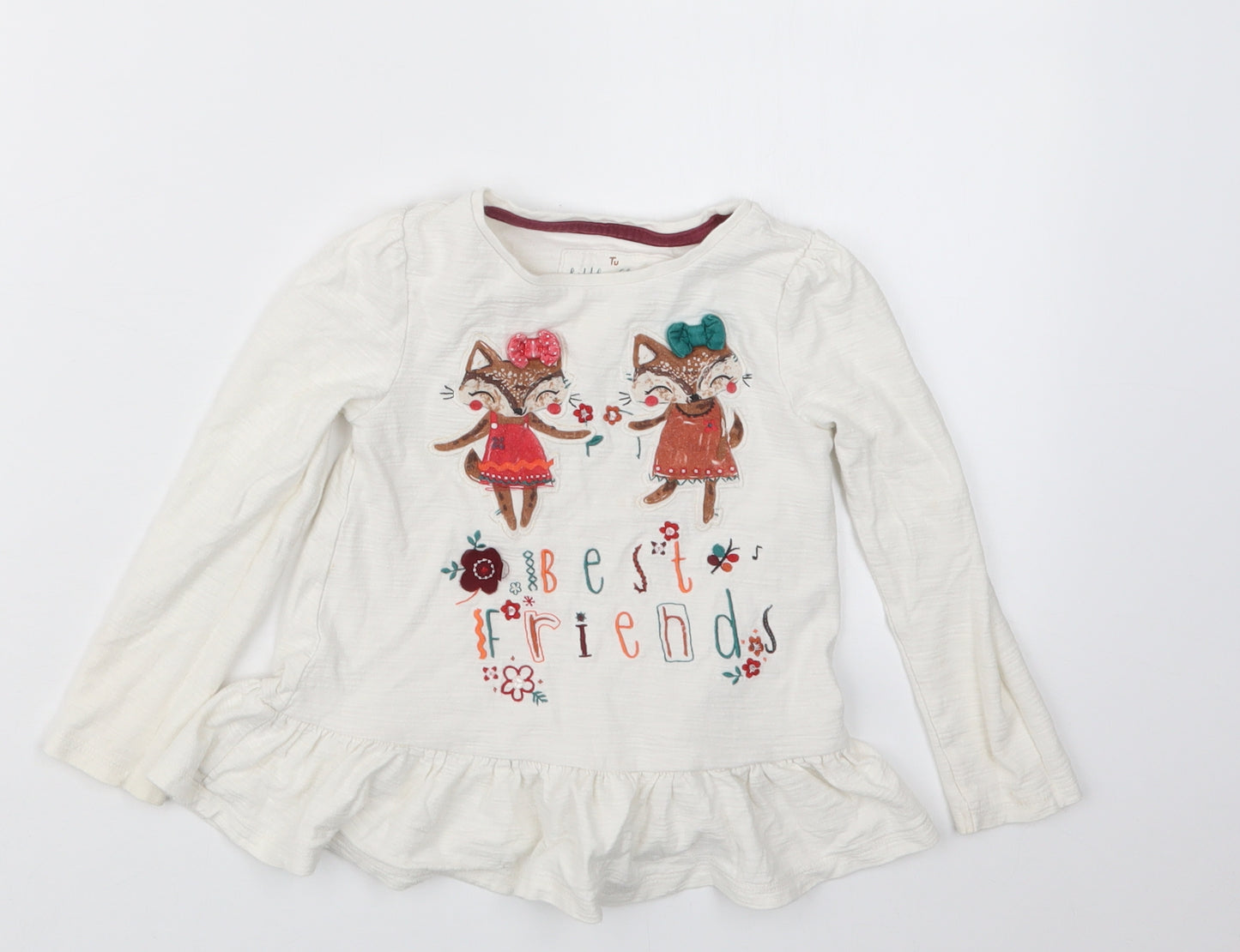TU Girls White   Basic T-Shirt Size 2-3 Years