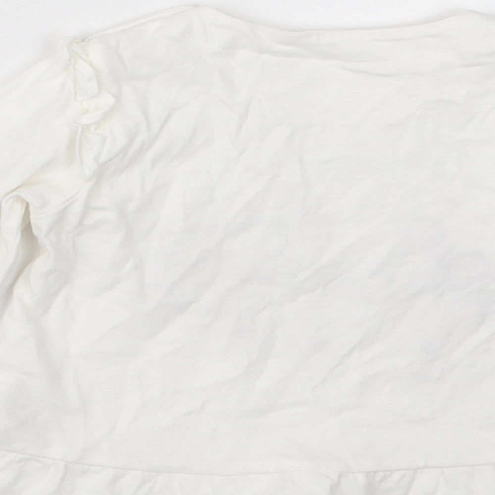 TU Girls White   Basic T-Shirt Size 9-12 Months  - Christmas