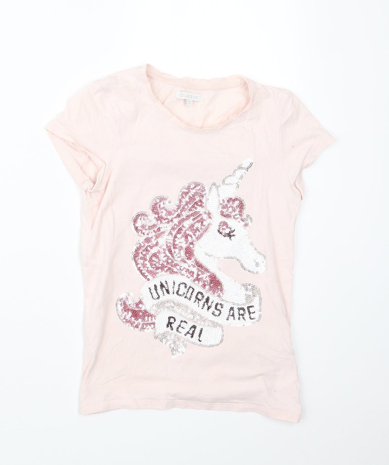 Blue Zoo Girls Pink   Basic T-Shirt Size 9-10 Years  - Unicorn