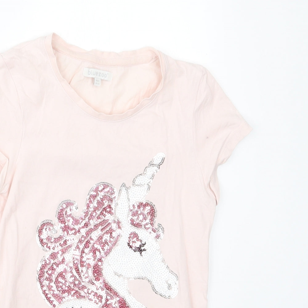 Blue Zoo Girls Pink   Basic T-Shirt Size 9-10 Years  - Unicorn