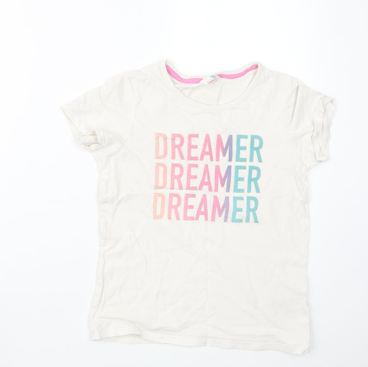 Marks and Spencer Girls Beige Geometric  Top Pyjama Top Size 10-11 Years