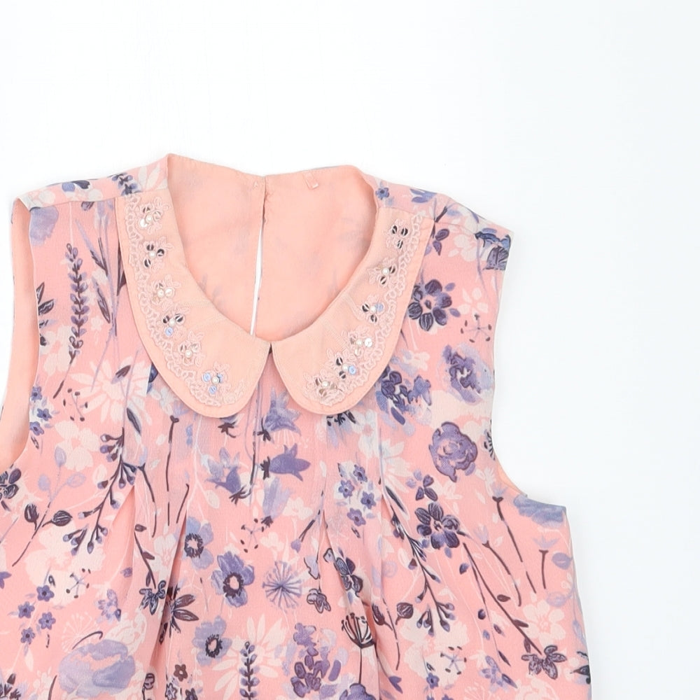 George Girls Pink Geometric  Basic Blouse Size 7-8 Years