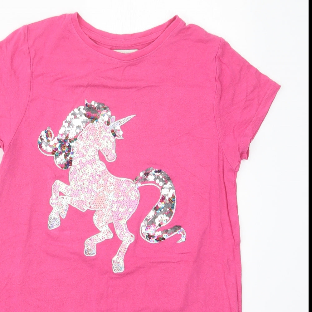 Blue Zoo Girls Pink   Basic T-Shirt Size 11-12 Years  - Unicorn