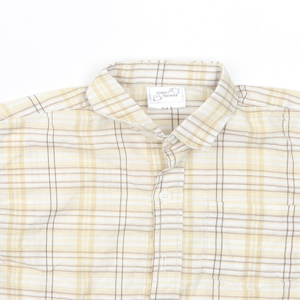 Forest Friends Boys Beige Check  Basic Button-Up Size 3-4 Years
