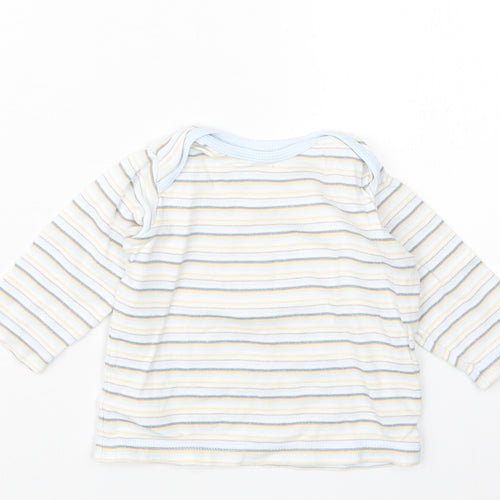 Marks and Spencer Boys Blue Striped  Basic T-Shirt Size 6-9 Months