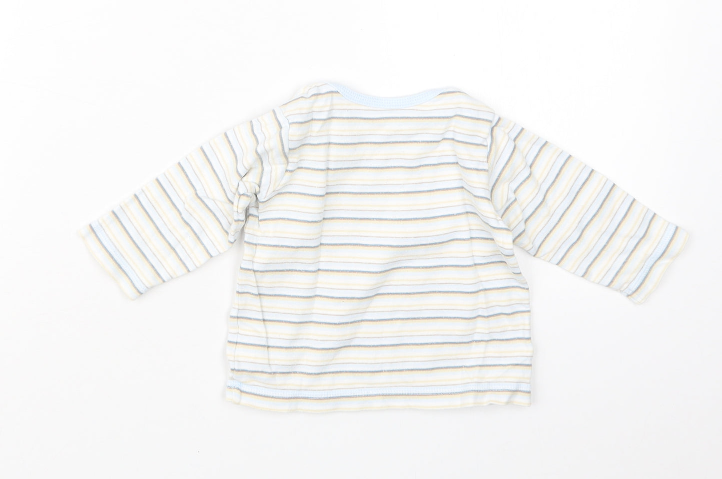 Marks and Spencer Boys Blue Striped  Basic T-Shirt Size 6-9 Months