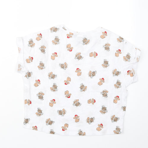 New Look Girls White Geometric  Top Pyjama Top Size 12-13 Years  - Christmas