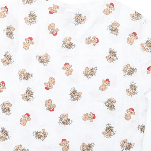 New Look Girls White Geometric  Top Pyjama Top Size 12-13 Years  - Christmas