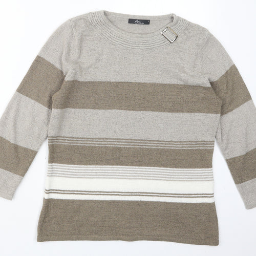 BM Womens Beige  Knit Pullover Jumper Size S