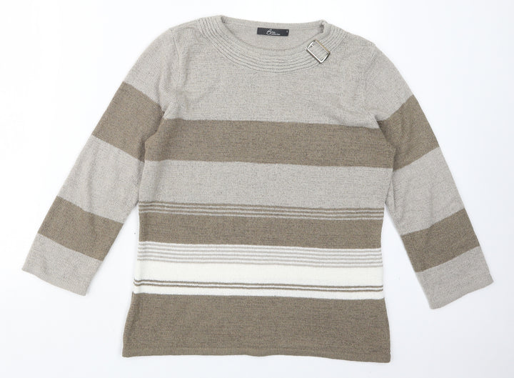 BM Womens Beige Knit Pullover Jumper Size S