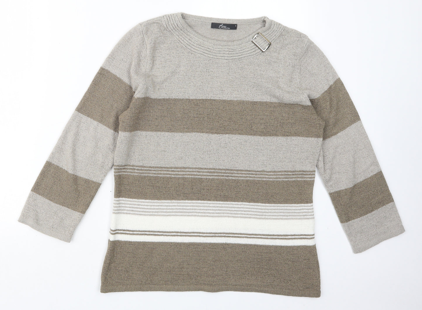 BM Womens Beige  Knit Pullover Jumper Size S