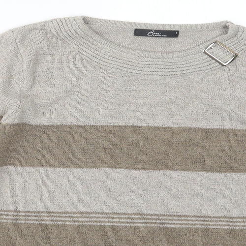 BM Womens Beige  Knit Pullover Jumper Size S