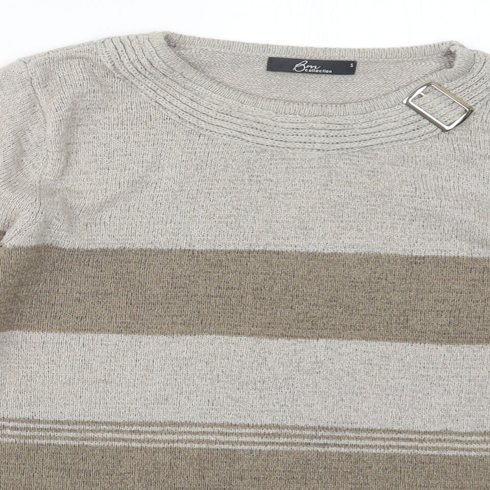 BM Womens Beige  Knit Pullover Jumper Size S