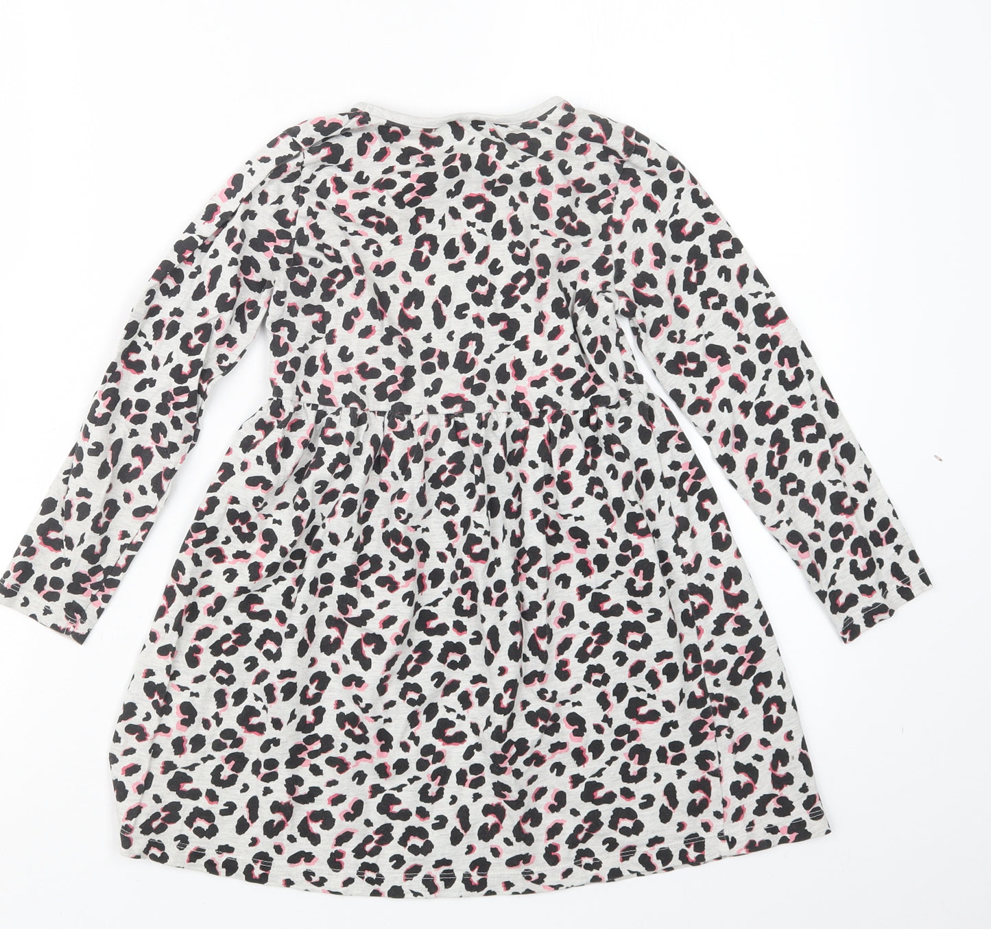 Matalan Girls Black Animal Print  T-Shirt Dress  Size 7 Years