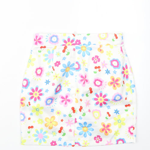 SheIn Womens White Floral  Straight & Pencil Skirt Size S