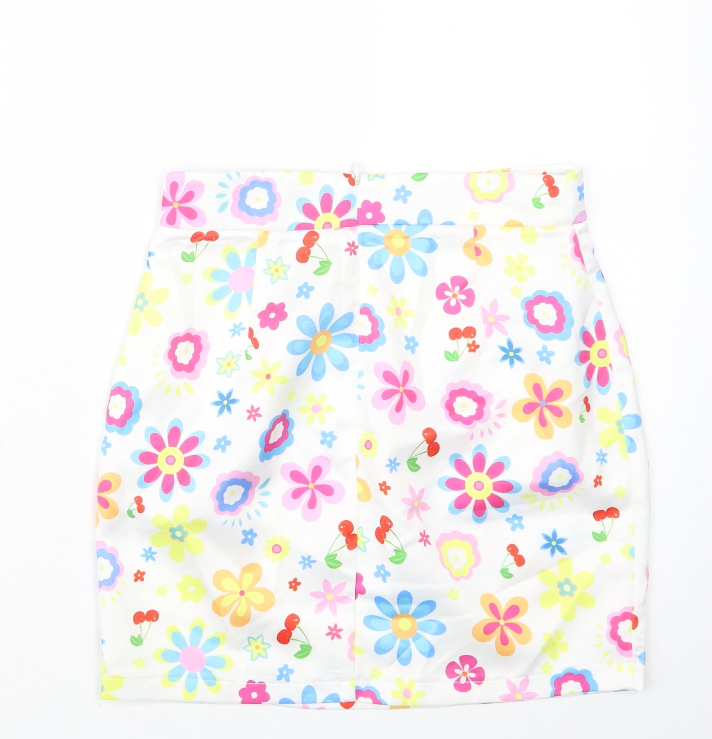 SheIn Womens White Floral  Straight & Pencil Skirt Size S