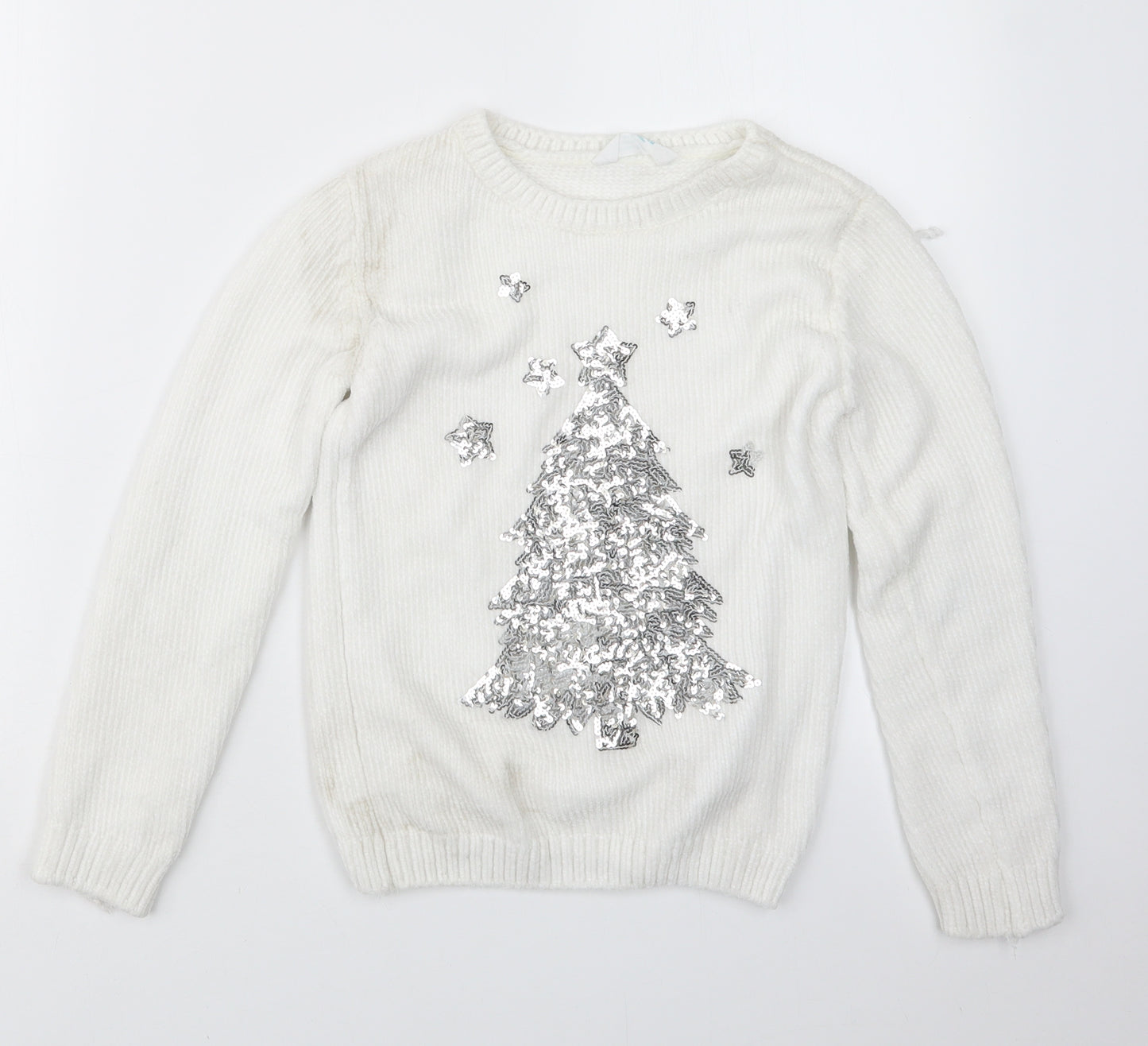 Primark Girls White   Pullover Jumper Size 9-10 Years  - Christmas