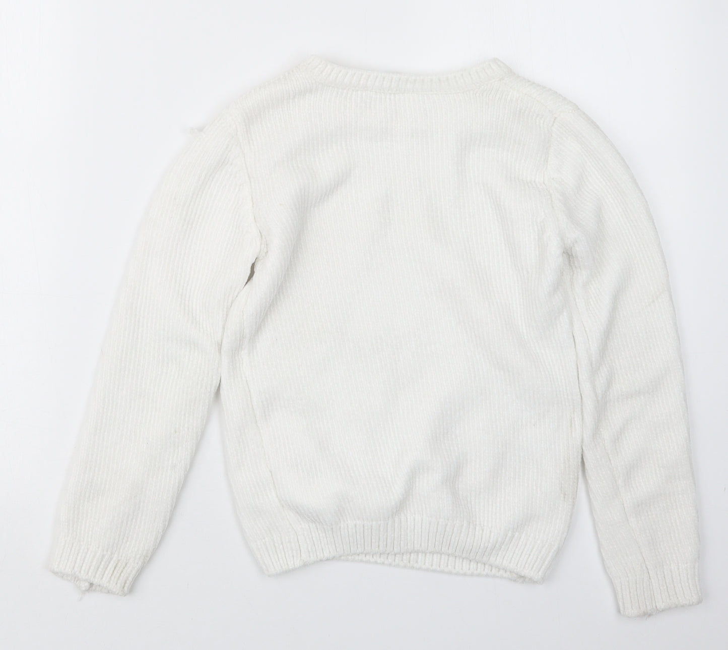 Primark Girls White   Pullover Jumper Size 9-10 Years  - Christmas