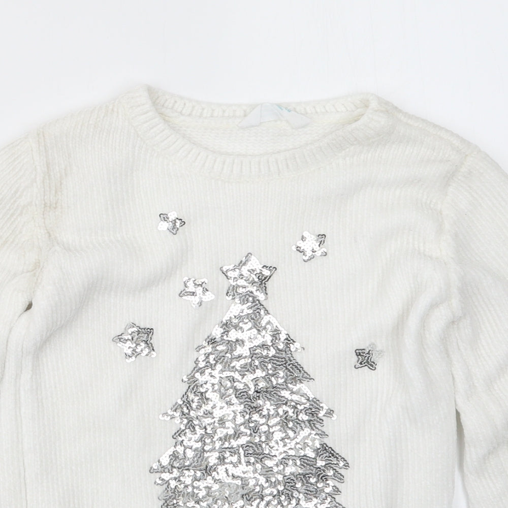 Primark Girls White   Pullover Jumper Size 9-10 Years  - Christmas