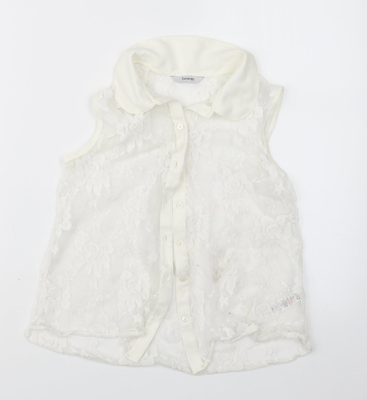 George Girls White  Lace Basic Button-Up Size 11-12 Years