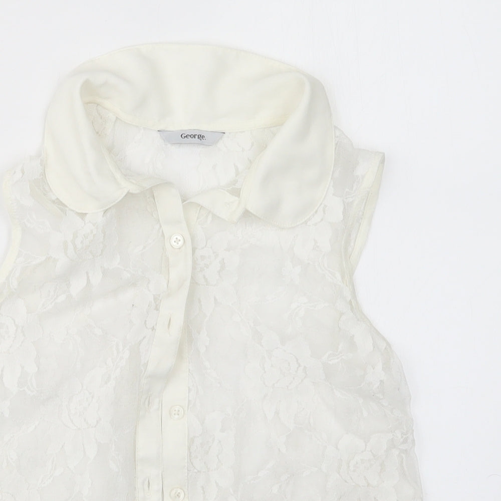 George Girls White  Lace Basic Button-Up Size 11-12 Years