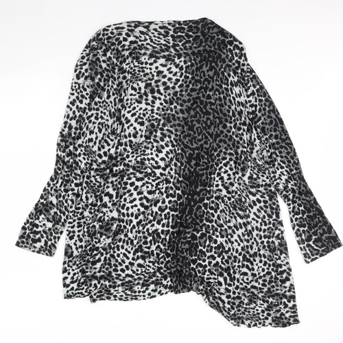 Peacocks Womens Grey Animal Print  Cardigan Jumper Size 20