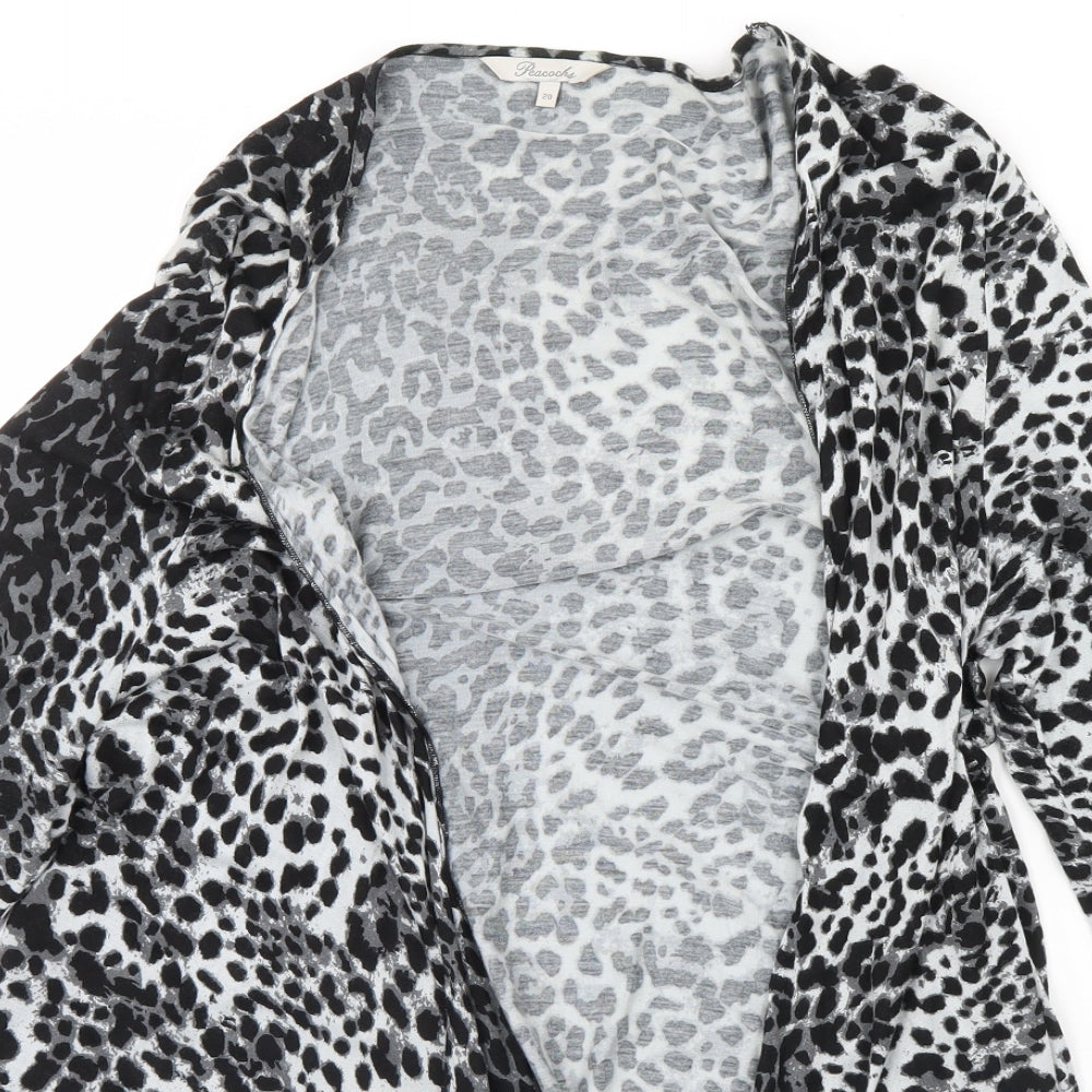Peacocks Womens Grey Animal Print  Cardigan Jumper Size 20