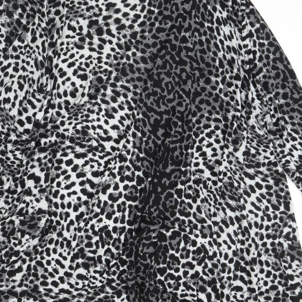 Peacocks Womens Grey Animal Print  Cardigan Jumper Size 20