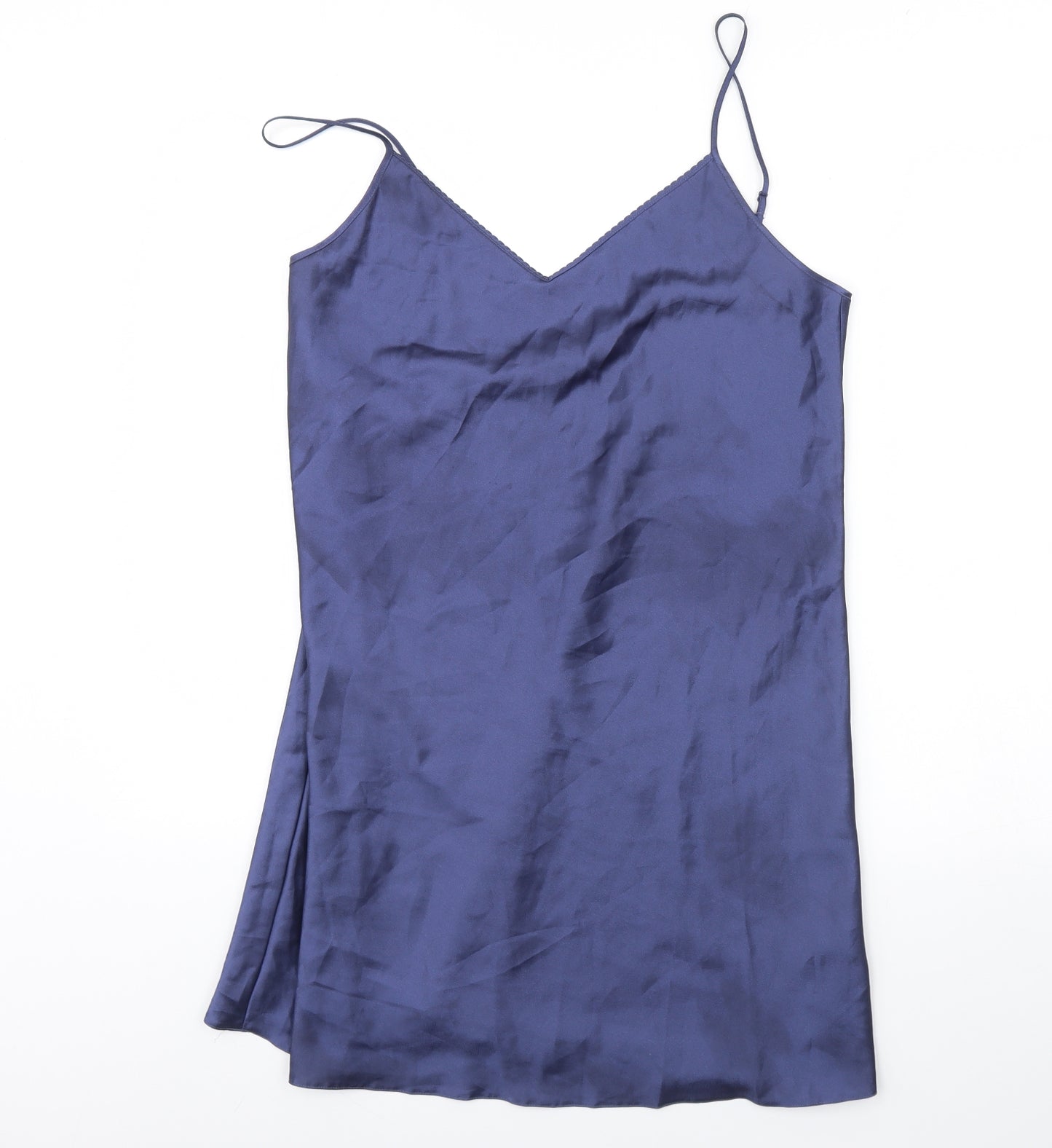 M&s Womens Blue Solid  Cami Dress Size 14