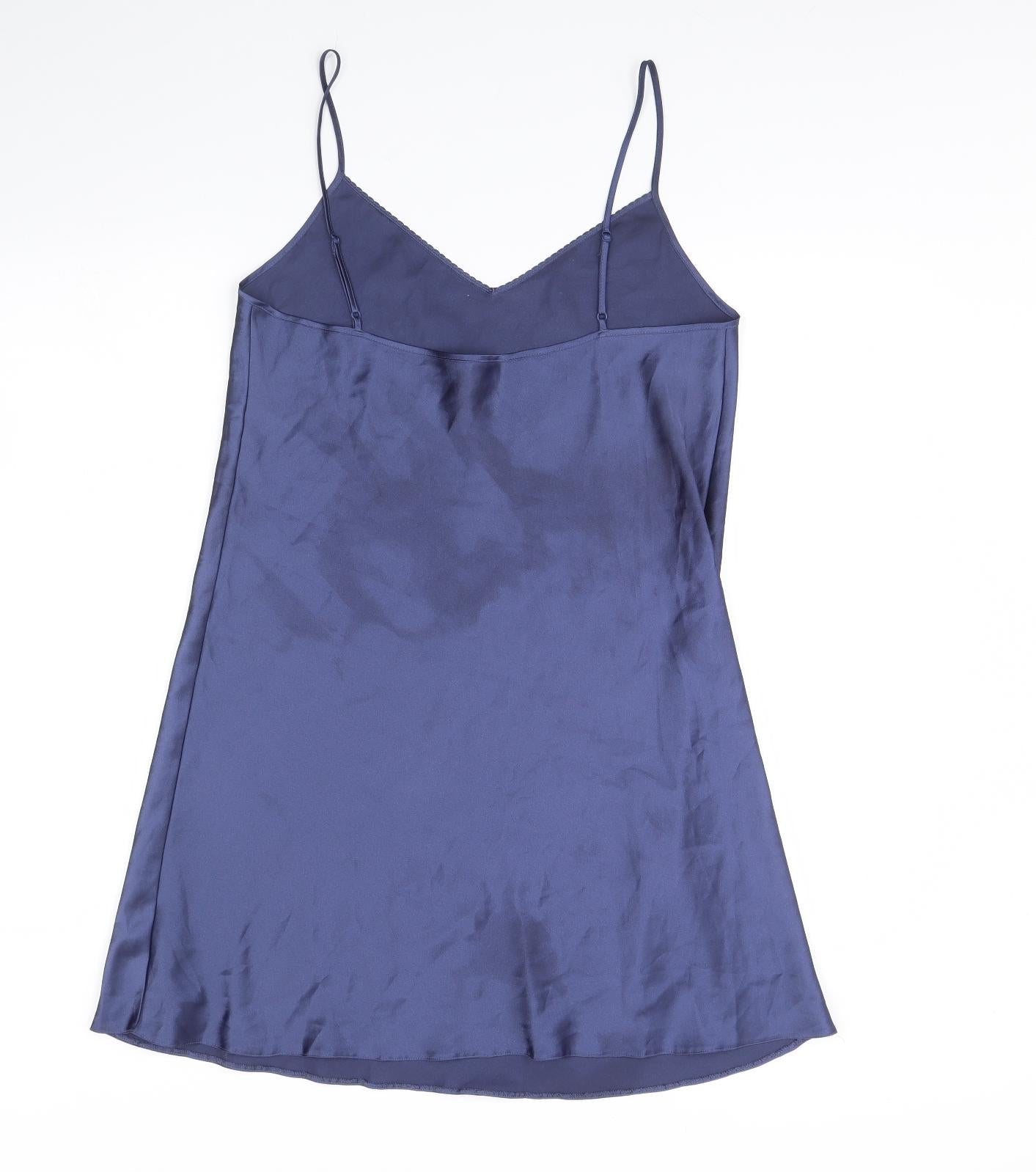 M&s Womens Blue Solid  Cami Dress Size 14