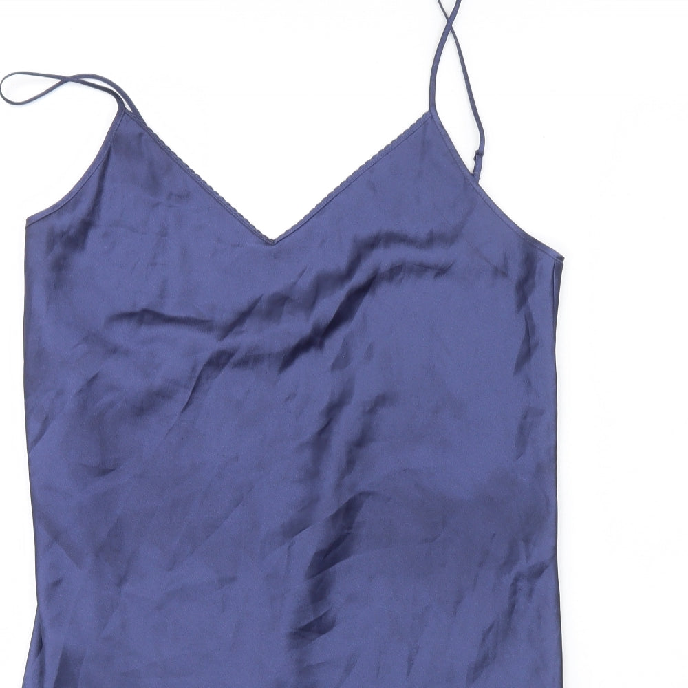 M&s Womens Blue Solid  Cami Dress Size 14
