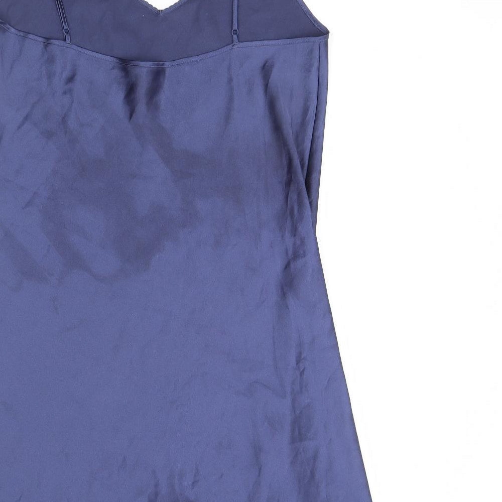 M&s Womens Blue Solid  Cami Dress Size 14
