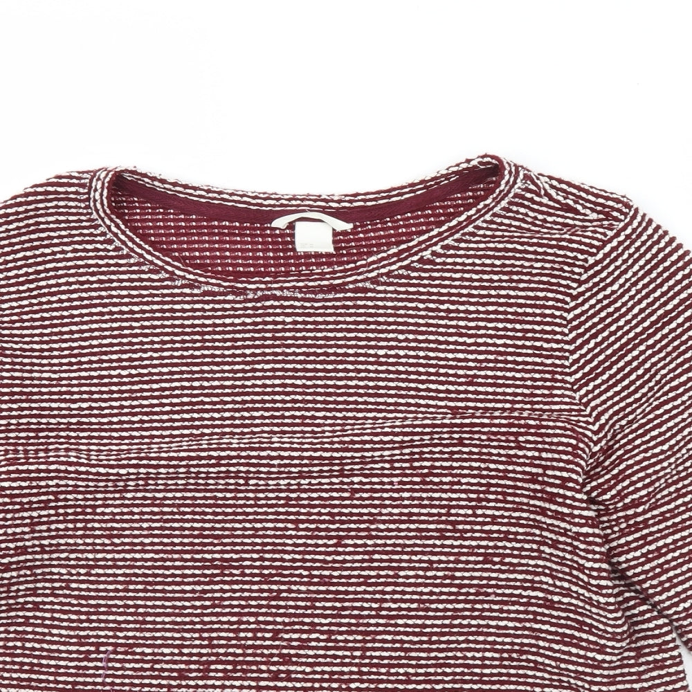 H&M Womens Red Herringbone  Pullover Jumper Size M