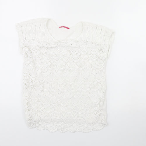 YD Girls White   Basic T-Shirt Size 12 Years